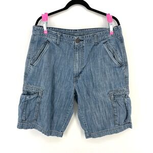 Levis SilverTab Blue Denim Cargo Shorts Mens W36 Baggy Y2K Skate Grunge